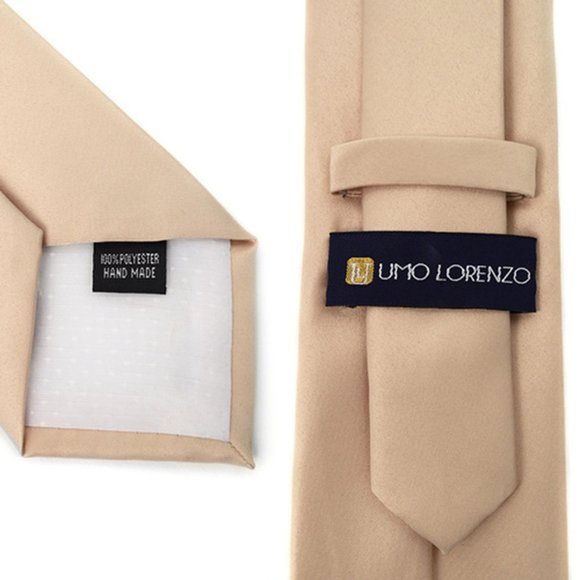 UMO LORENZO 2 PC Solid Necktie And Matching Hanky Set TAUPE Color for Men - Picture 8 of 13